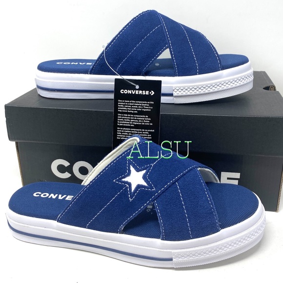 Converse One Star Sandal Slides Sip Navy Suede Women’s Sizes 564147C - Picture 8 of 12